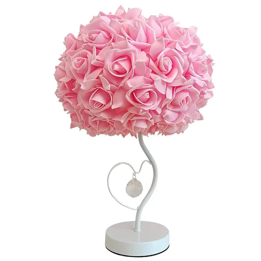 Zyleiesenbao Pink Rose Flower Bedside Lamp Princ Table Lamp Flower Lamp For Nightstand Desk Light For Bedroom Women Girl Dating