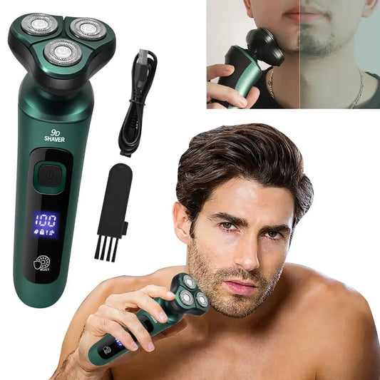 Men Rechargeable Shaver USB Charging Smart Razor with Digital Display Face Beard Trimmer Shaving Face Beard Razor Car Home Razor