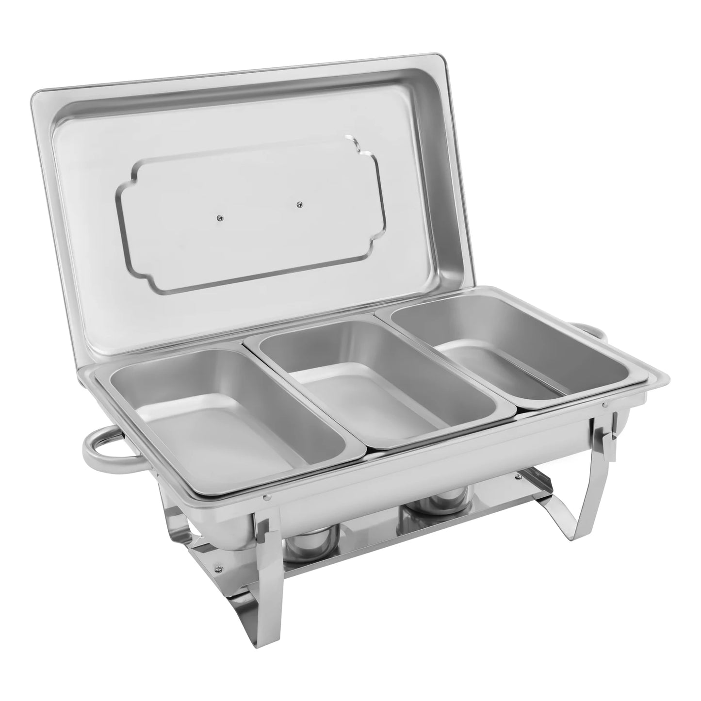 Chafing Dish Buffet Set 3 Grid Stainless Steel Rectangular Catering Chafer Warmer Set Buffet Dishes Warming Set 63.5*35.5*32Cm