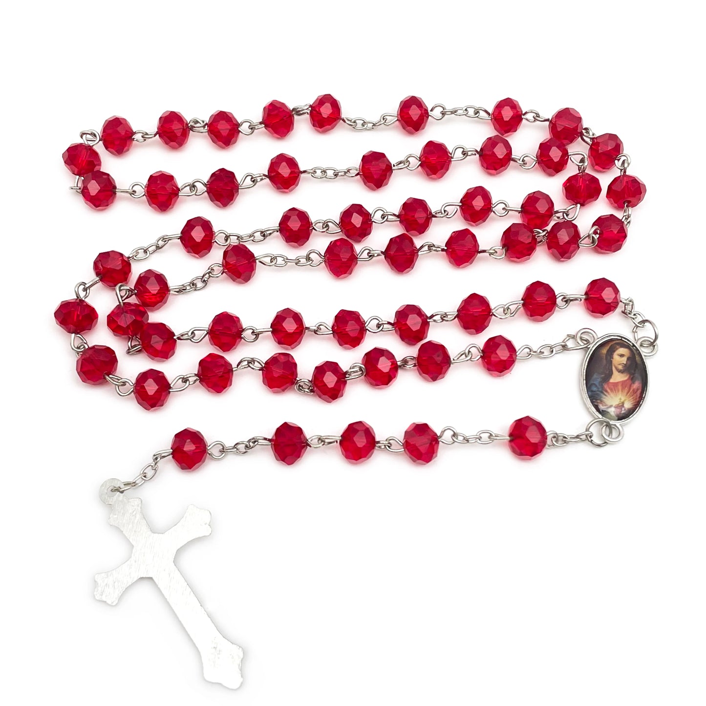 Crystal Beads Catholic Rosary Crucifix Necklace Of Divine Prayer To Sa