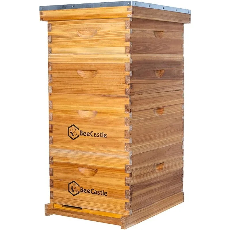 10 Frame Langstroth Bee Hive Coated With 100% Beeswax Includes Beehive Frames And Waxed Foundations