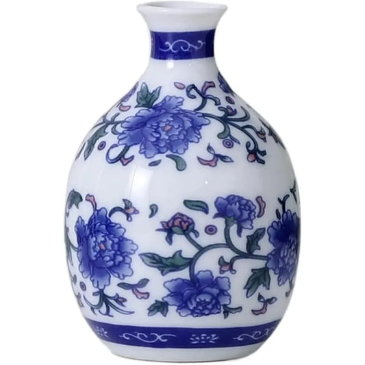 Chinoiserie Mini Decorative Porcelain Jar Blue and White Flower Pot Planter Vase Floral Print Centerpiece Home Decor