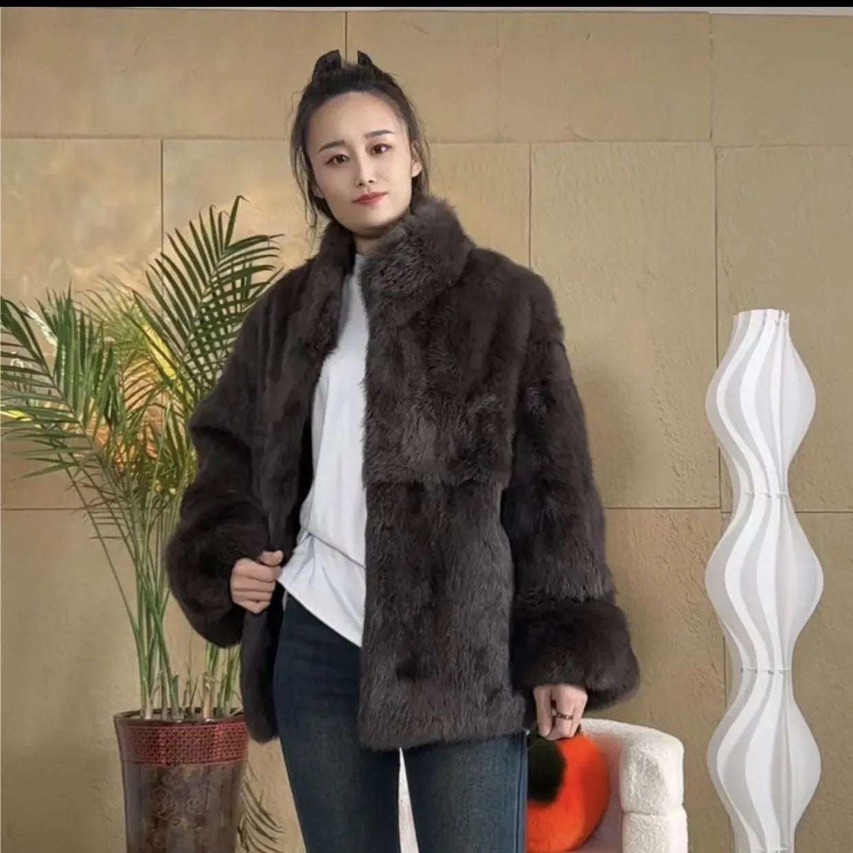 Fancy Rani Natural Fur Coat Women Winter Jacket Real Leather And Fur Bolero Women Clothing Female Outerwears With 2024 Black