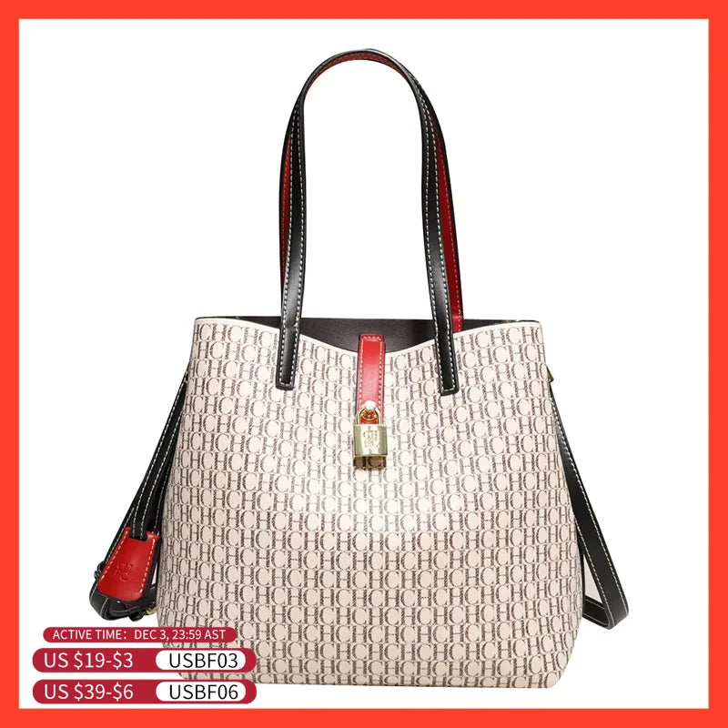 CH Women Bag 2024 New Large Capacity  Single Shoulder Messenger  Small Bucket Bag 100% Leather Metal Decoration Women