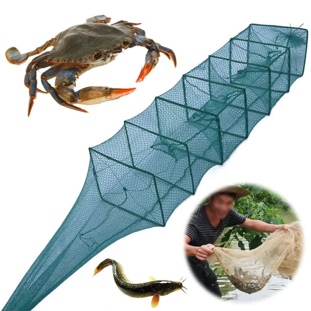 1.5M Fishing Net Foldable Crab Crayfish Lobster Catcher Fish Trap Net for Crab Crayfish Lobster Outdoor Fishing Gear