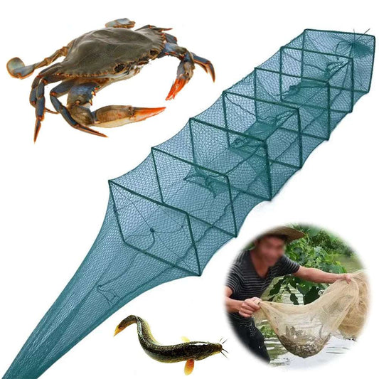 1.5M Fishing Net Foldable Crab Crayfish Lobster Catcher Fish Trap Net for Crab Crayfish Lobster Outdoor Fishing Gear