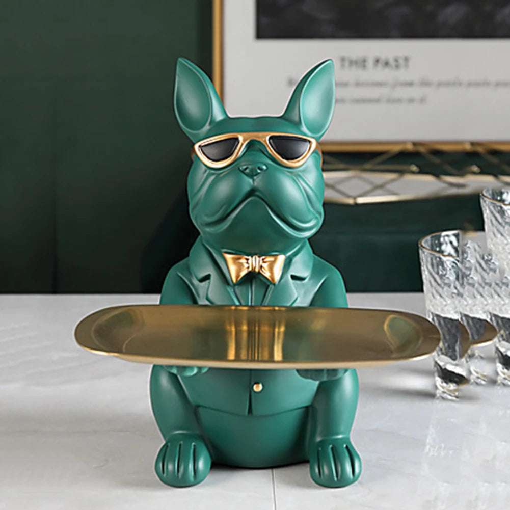 Bulldog Storage Tray Key Holder Tray Multifunctional Animal Sculpture Tray Decorative Bulldog Key Bowl for Weddings Parties
