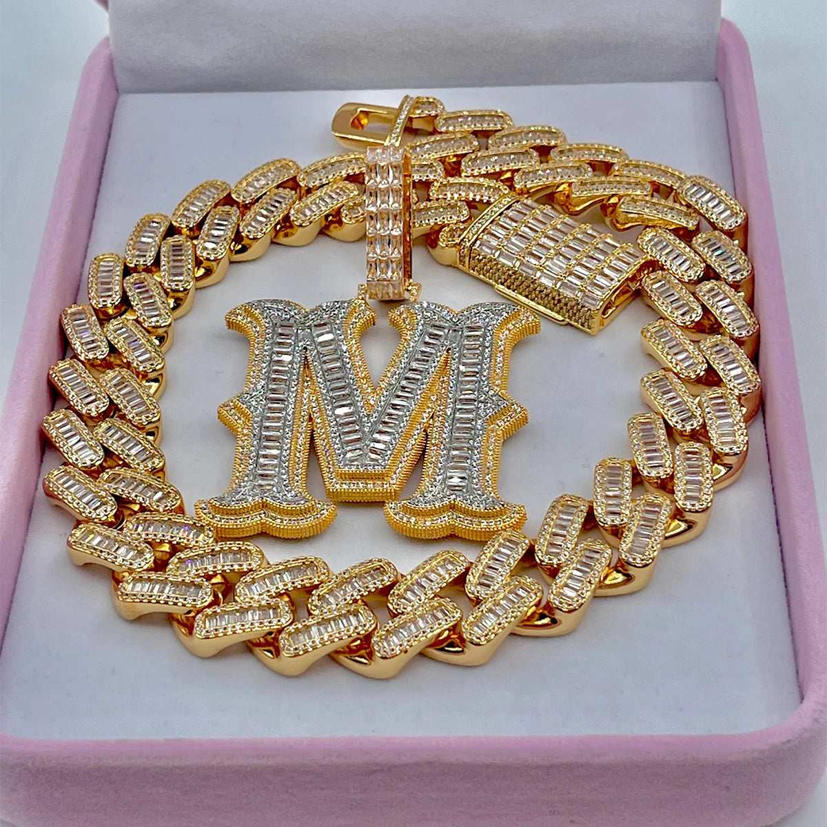 Drip Initial A-Z Baguette Name Letter Pendant For WoMen's Necklace Bling Zircon Hip Hop Rock Street Jewelry