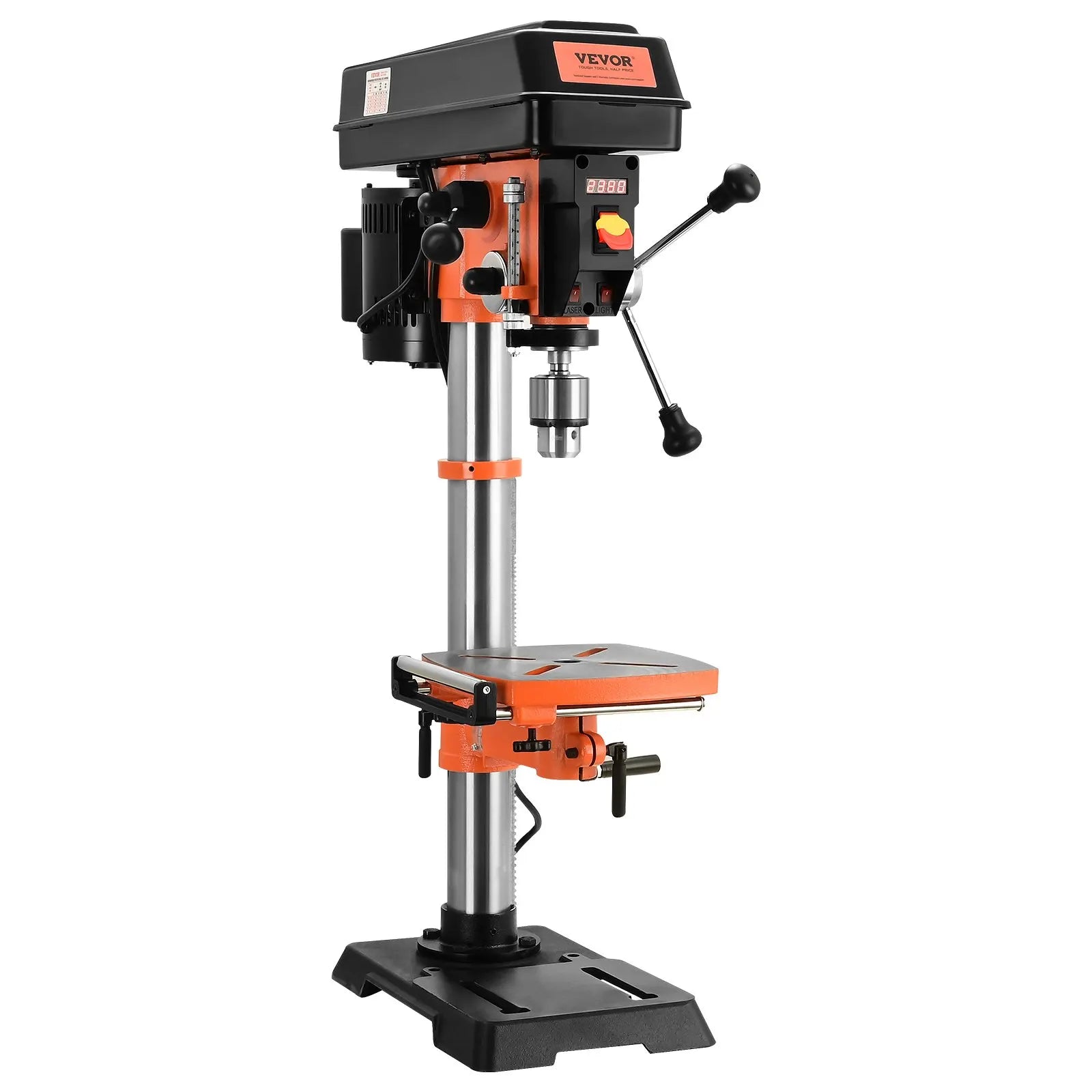 VEVOR 12in Benchtop Drill Press Variable Speed Cast Iron Bench Drill Worktable with Laser Work Light Tabletop Drilling Machine