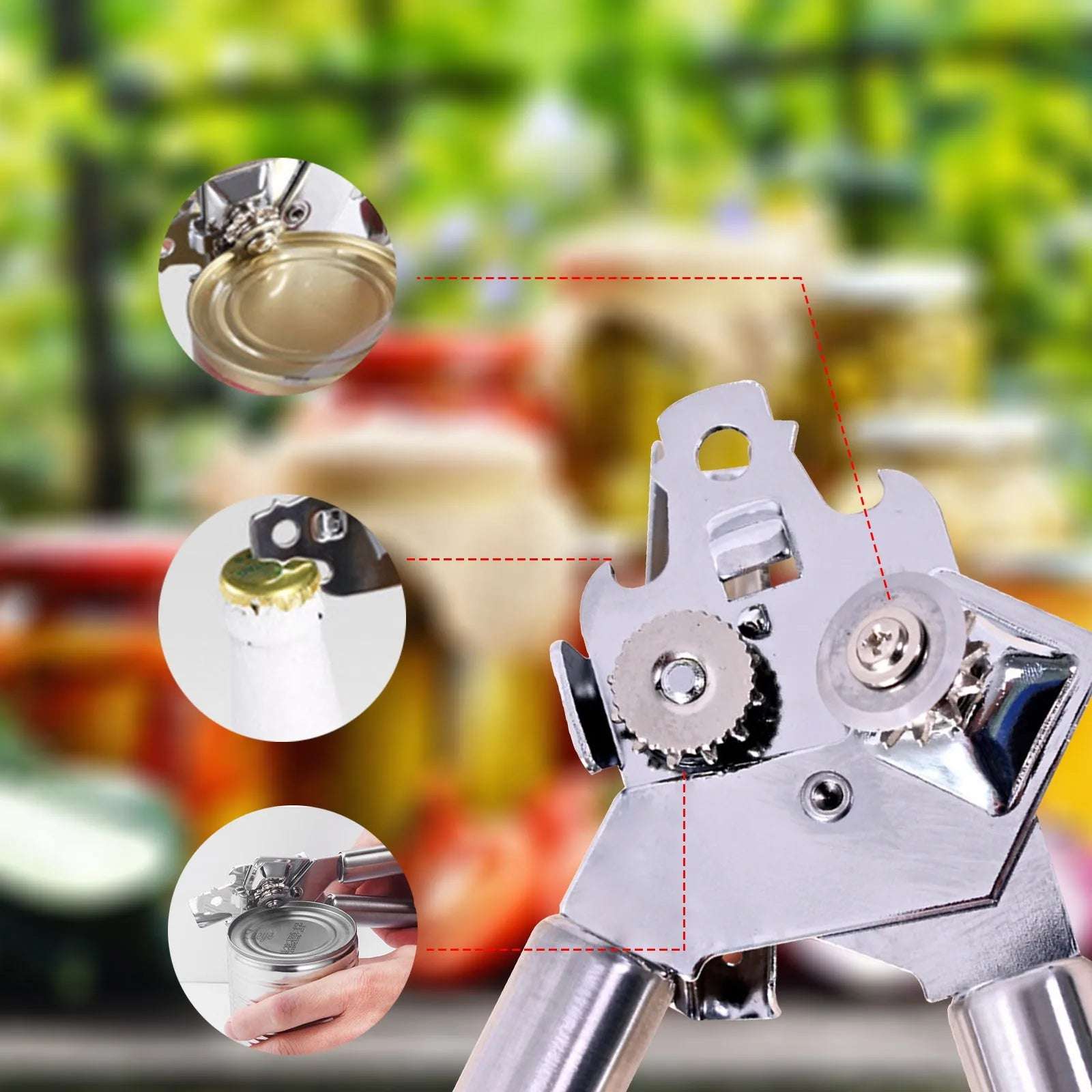 Professional Tin Manual Can Opener Multifunctional Stainless Steel Beer Grip Opener Side Cut Cans Bottle Opener Kitchen Gadgets