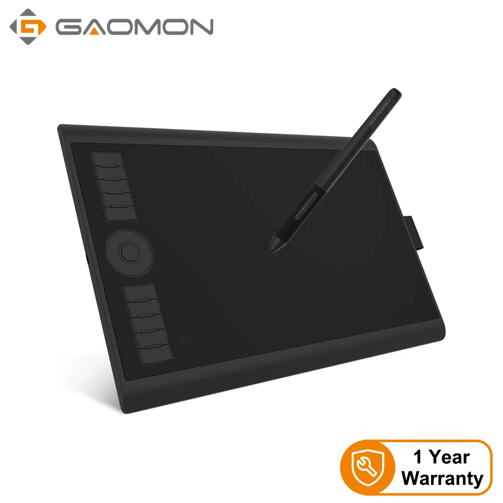 Gaomon M10K Pro 10 X 6.25 Inches Art Digital Graphic Tablet For Drawing Supports Tilt & Radial Function With 10 Shortcut Keys
