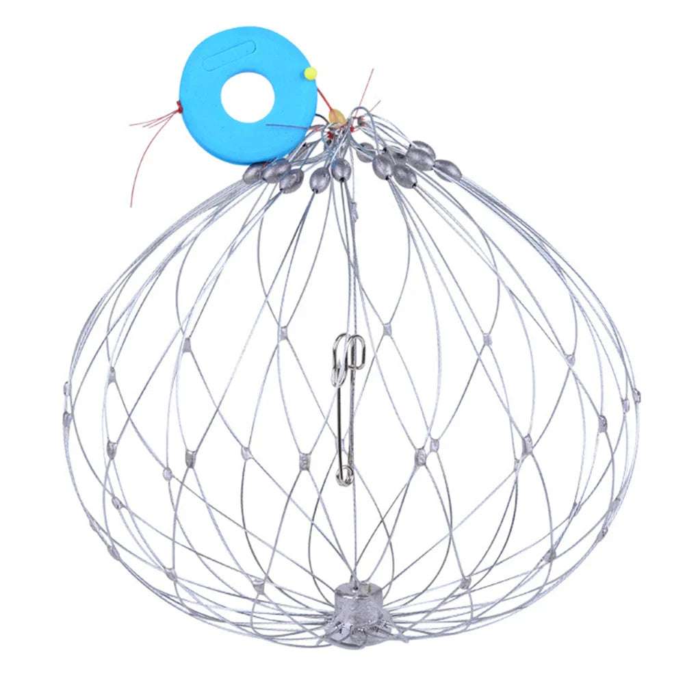 Fishing Crab Trap Net Automatic Open Closing Fishing Crab Trap Net Steel Wire for Saltwater Seawater Outdoor Fishing Accessories