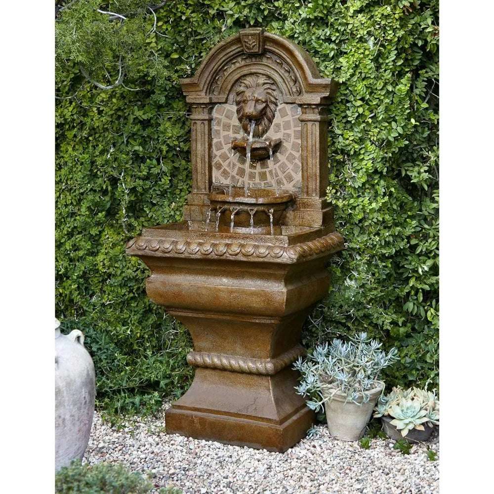 51 ", With Led Light Floor Fountain, Used For Garden, Courtyard, Backyard, Royal Lion Head Outdoor 3-Story Fountain