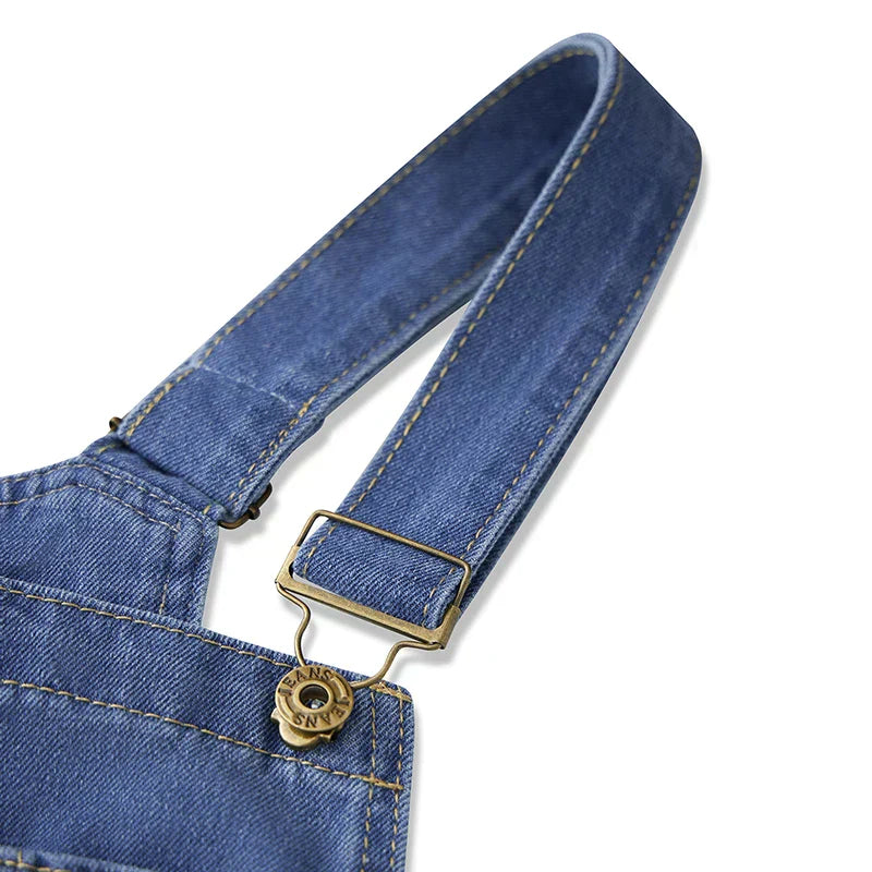 Men Vintage Denim Overalls Classic Style Dungarees with Multiple Pockets and Adjustable Shoulder Straps for Workwear and