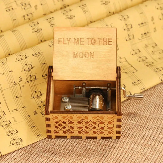 Wooden Desktop Decorations Exquisite Retro Musical Box Creative Fashion Antique Carved Valentine Day for Friends Kids Boys Girls