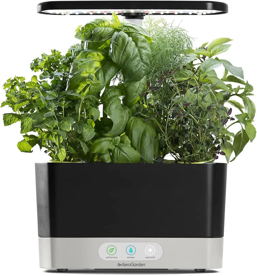 Hydroponic Indoor Garden With Gourmet Herb Seed Pod Kit Black Indoor Gardening Made Easy Room For 6 Plants