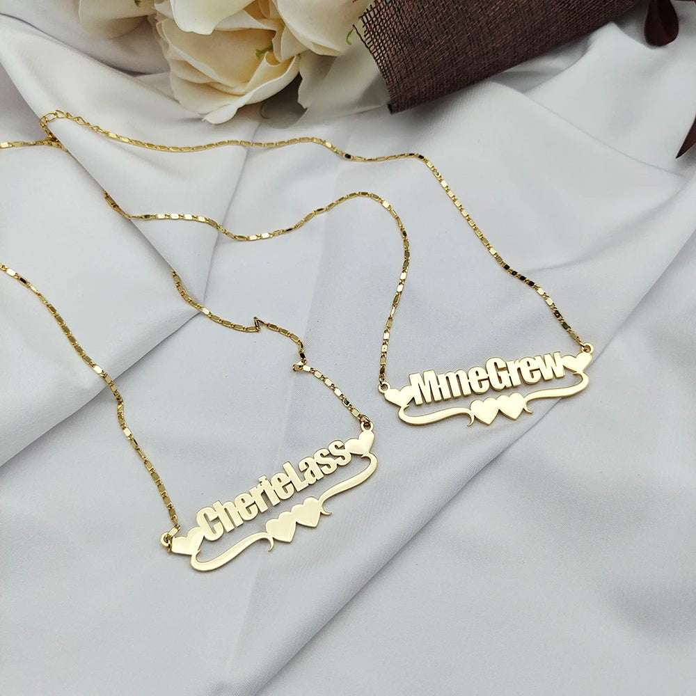 Dodoai Custom Name Necklace - Personalized Heart Symbol Necklace With Copper Lock Chain For Women & Girls