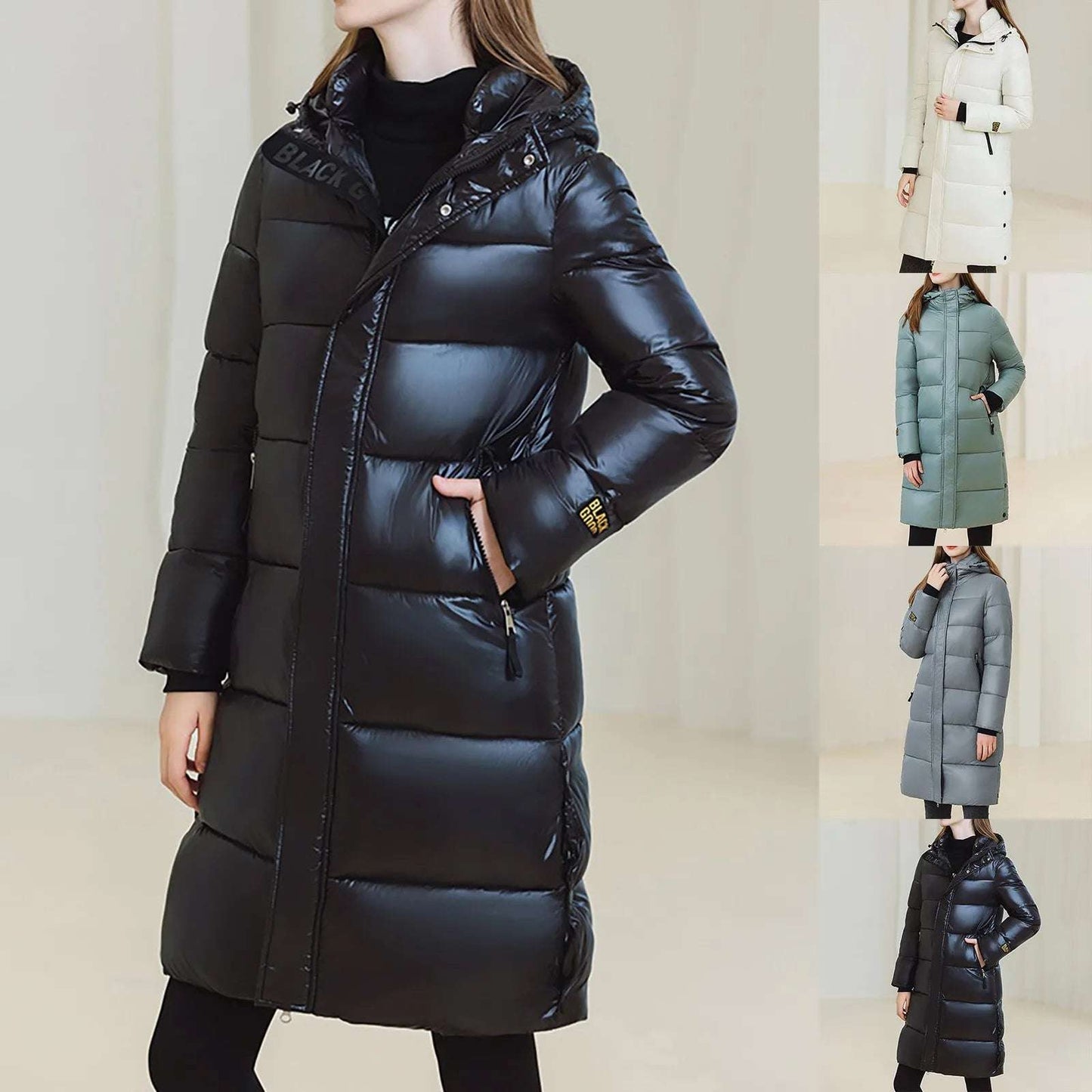 Jackets For Teen Girls Women Fashion Long Sleeve Solid Color Hooded Long Down Cotton Jacket Coat