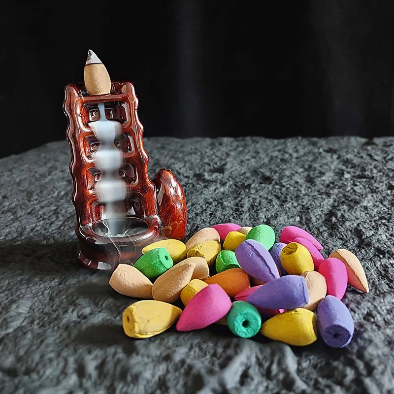 Y 10/20/50Pcs Natural Indian Cone Insence Rose Waterfall Reflux Tower Incense for Backflow Burner Home Tea Room el Fragrance