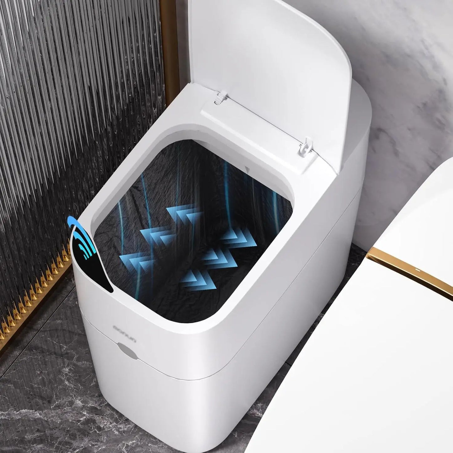 Automatic Bagging Trash Can, 3.5 Gal Slim Smart Bin, Motion Sensor White Bathroom Trash Can For Bedroom Or Office