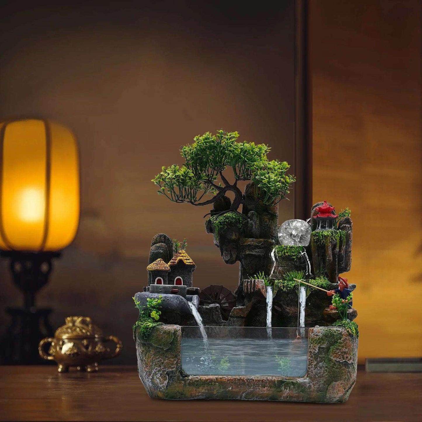 Fish Tank Fountain Rockery Decoration With Atomizer Kit Living Room Table Decorative Tools Chic Home Garden Decor Accessories