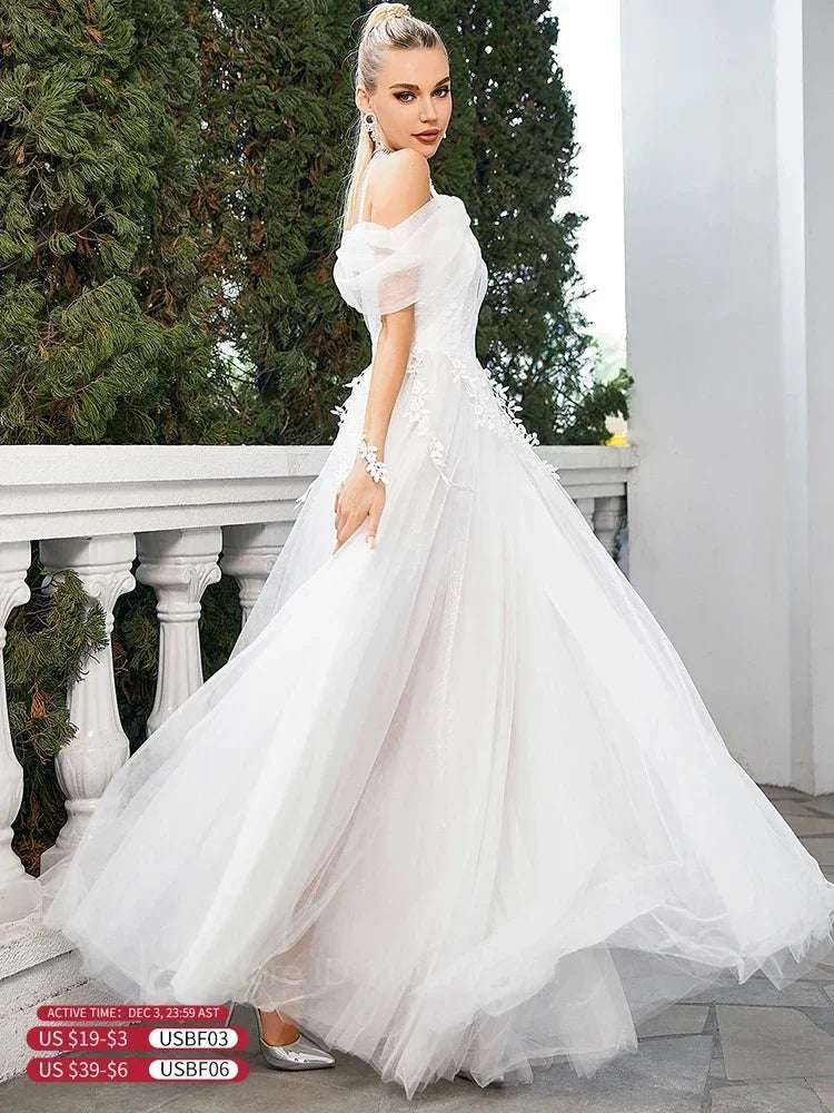 2025 Wedding Dresses For Women'spaghetti Strap Neck Sleeveless Bride Dress Lace Wedding Dresses For Woman