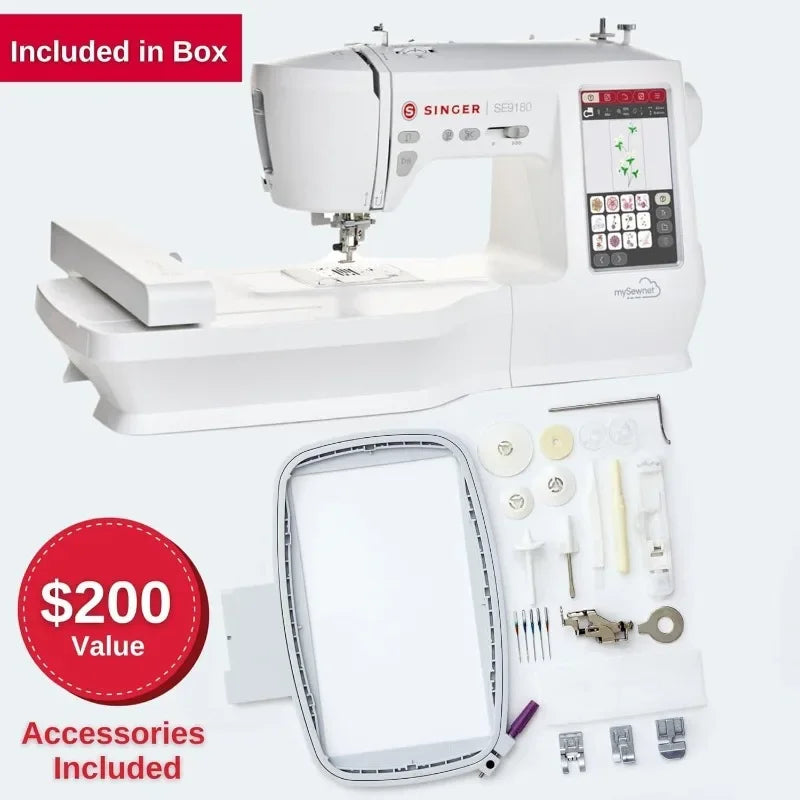 HOME.SE9180 Sewing & Embroidery Machine with Accessory Kit | 250 Built-in Stitches, 150 Embroidery Designs & 10 Fonts