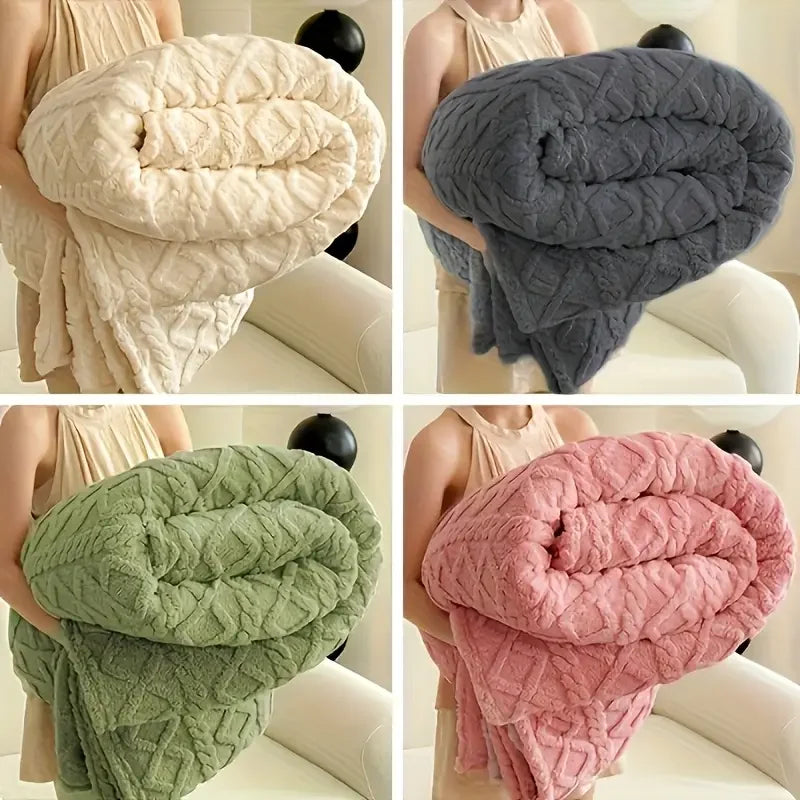 Ltra-Soft 3D Plush 1Pc Luxurious Fleece Blanket - Dense Weave For Exceptional Warmth, Cozy Flannel Throw