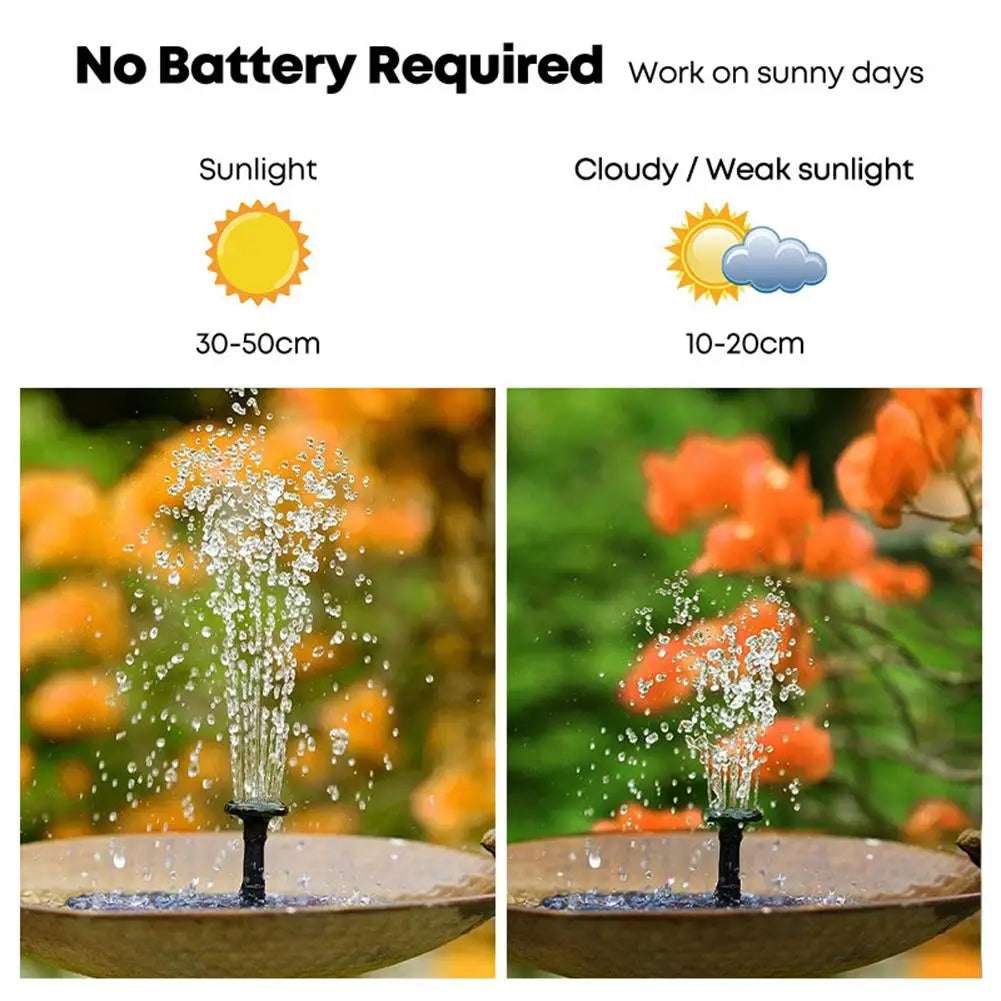 Outdoor Bird Bath Solar Powered Fountain Floating Water Pump Kits with 6 Spray Heads Pool Pond Aquarium Adornment