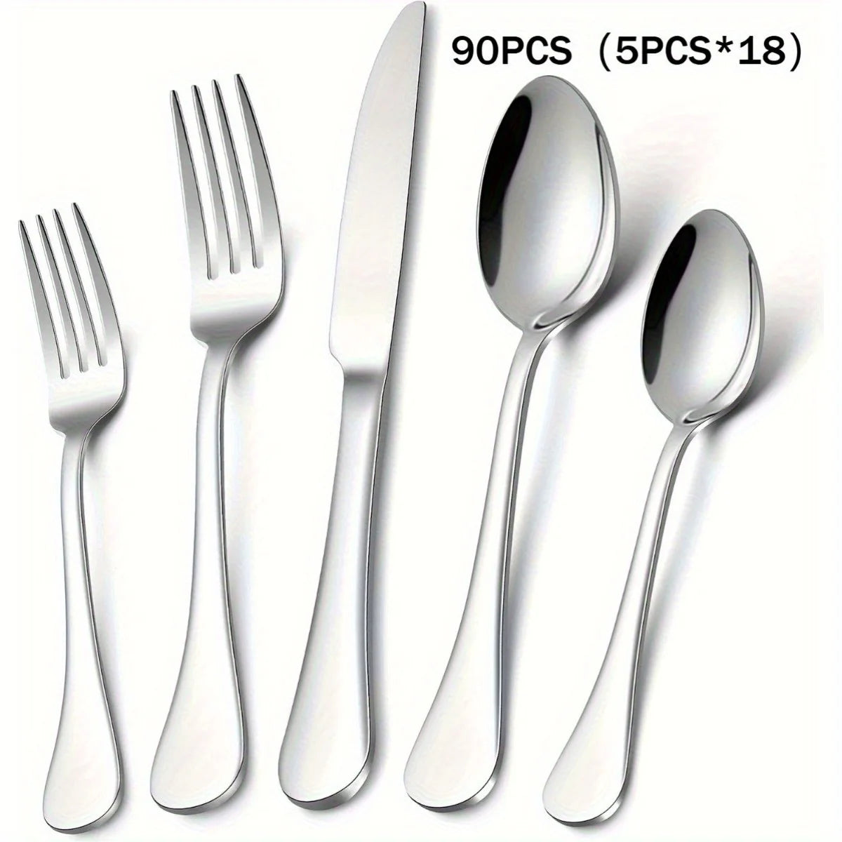 90Pcs Stainless Steel Cutlery Set - Mirror Finish, Dishwasher Safe - Ideal For Home, Restaurant, Parties & Weddings, Cutlery