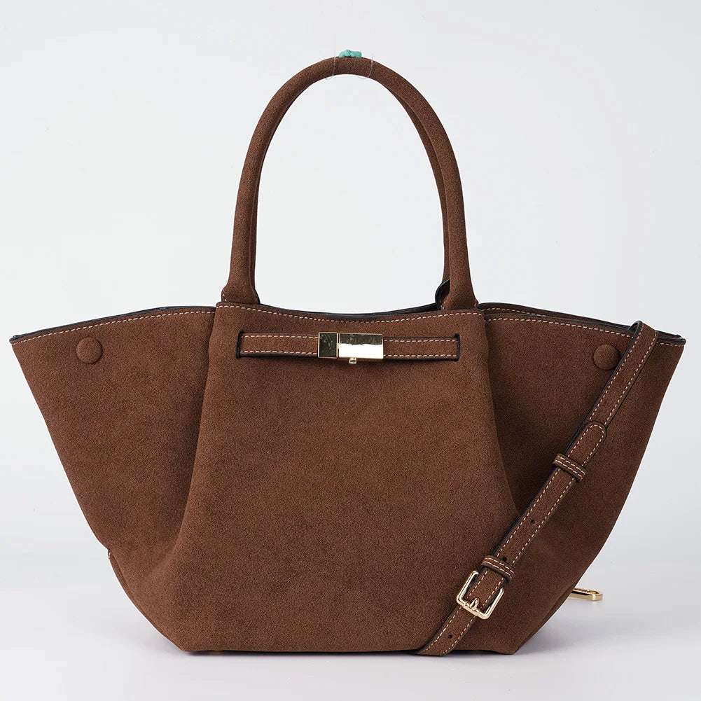 Autumn New Suede Buckle Design Women Tote Bag Fashion Shoulder Bags Retro Handbag Ladies Versatile Crossbody Bag Armpit Purses