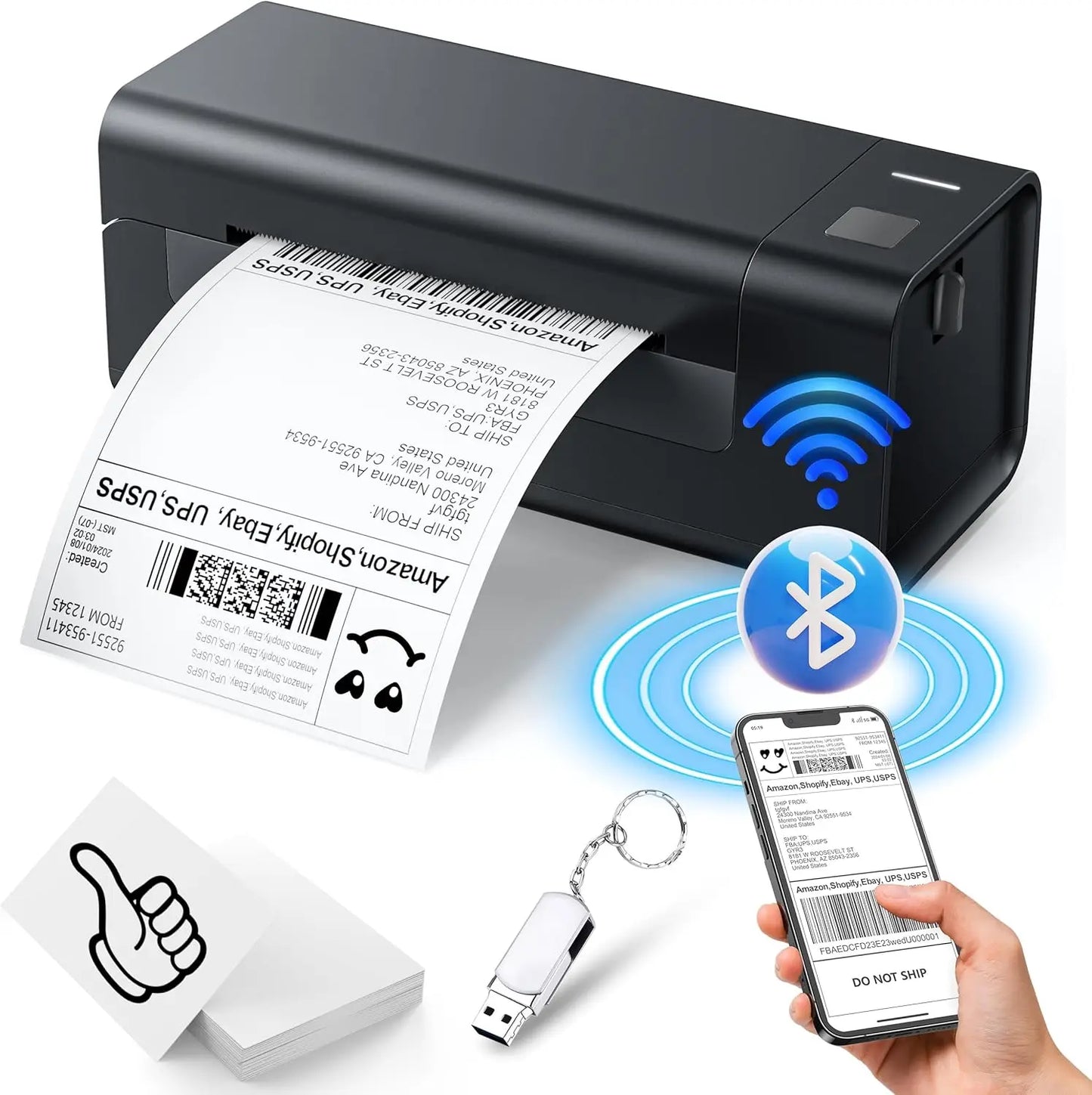 Thermal-Label-Printer-Shipping Label Printer for Small Business Bluetooth Thermal Printer 300mm/s Compatible Windows,Mac,iOS, An