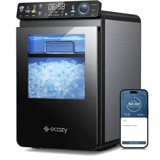 Nugget Ice Maker Countertop, Smart Pebble Ice Machine with APP Control, 44 lbs/24H Soft Pellet Chewable Ice - HOME