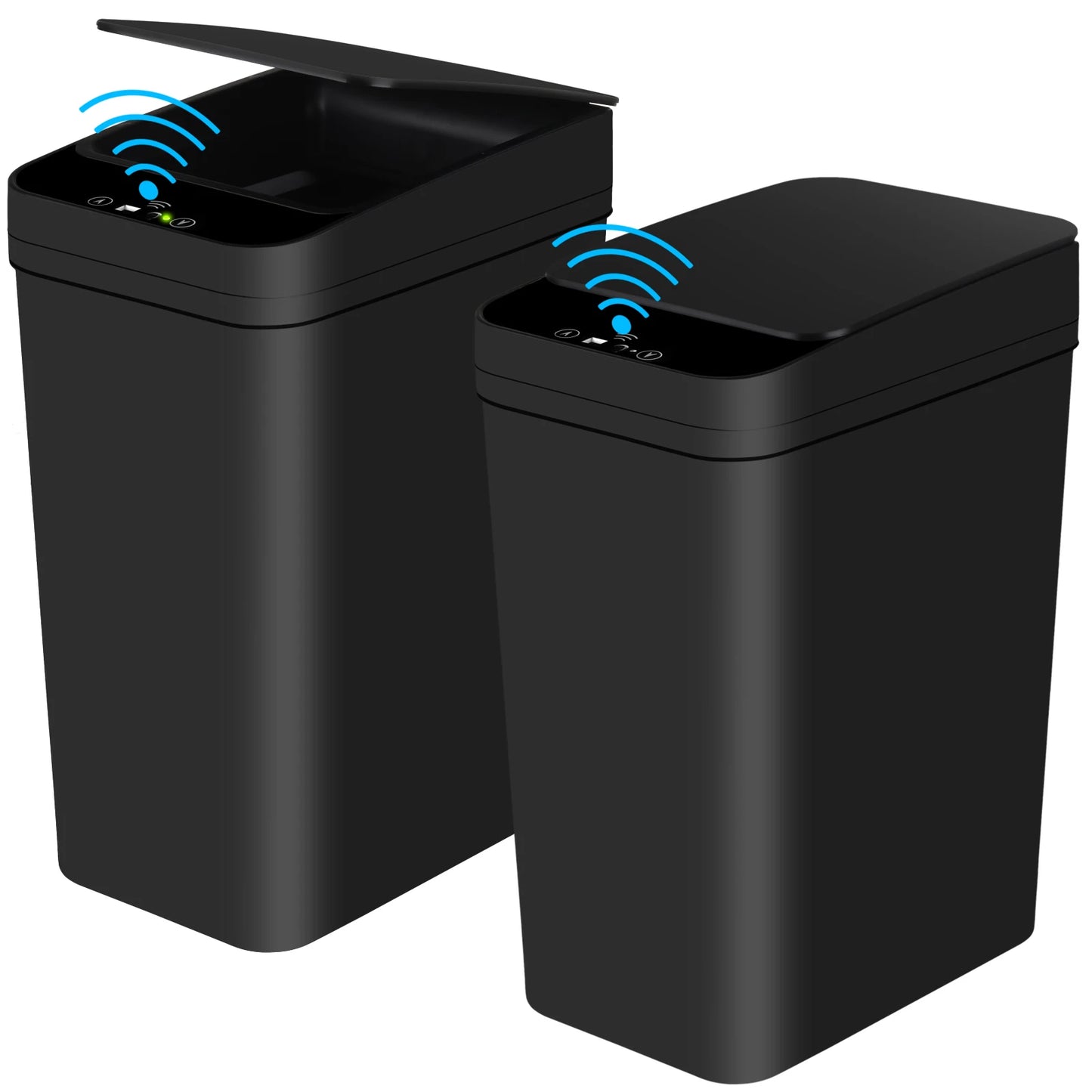2 Pack 12L Bathroom Automatic Trash Can Touchless Motion Sensor Slim Garbage Can Lid For Bedroom Living Room Office Black