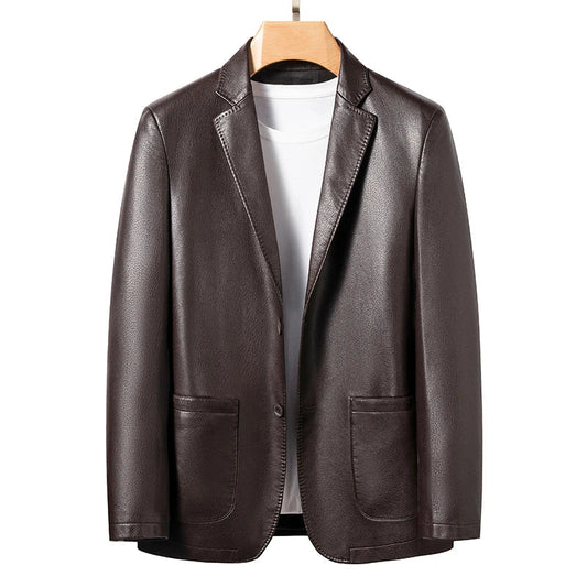 YN-2330 Natural Sheep Leather Casual Suit Men's Jacket Slim Spring and Autumn Thin Section Black Brown