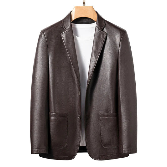 YN-2330 Natural Sheep Leather Casual Suit Men's Jacket Slim Spring and Autumn Thin Section Black Brown