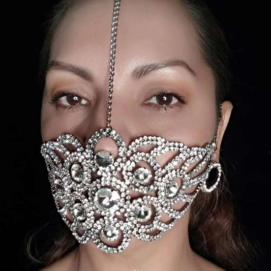 Stonefans Wedding Mask Halloween Full Face Hair Headdress Sparkling Parties Banquet Decorations Jewelry Ornaments Gifts Parties