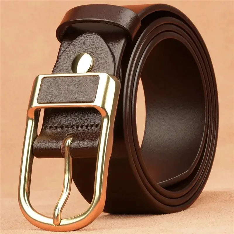 Genuine Leather For Men High Quality Buckle Jeans Cowskin Casual Belts Business Cowboy Waistband Male Fashion Designer 2024 New