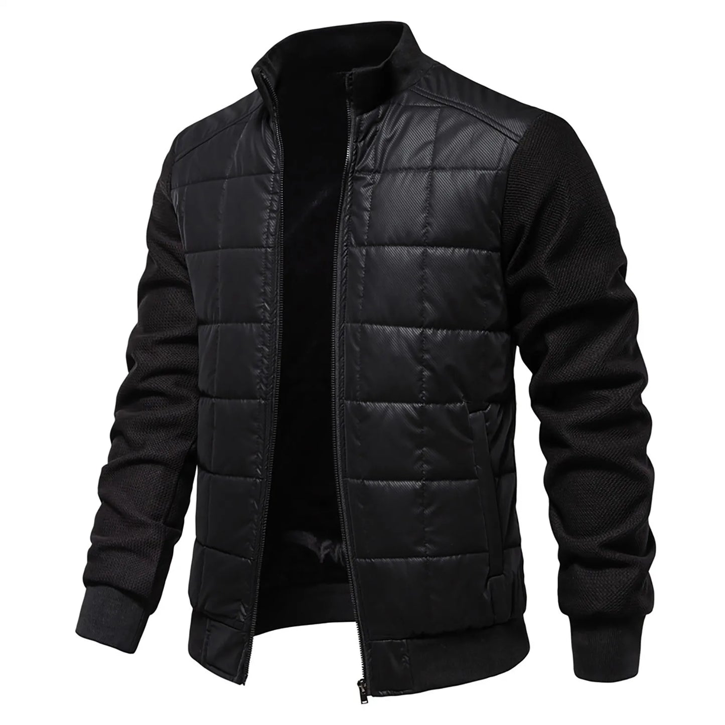 Men'S Autumn Winter Warm Jacket Digital Print Long Sleeve Lightweight Zipper Down Stand Collar Jacket Workout Overcoat