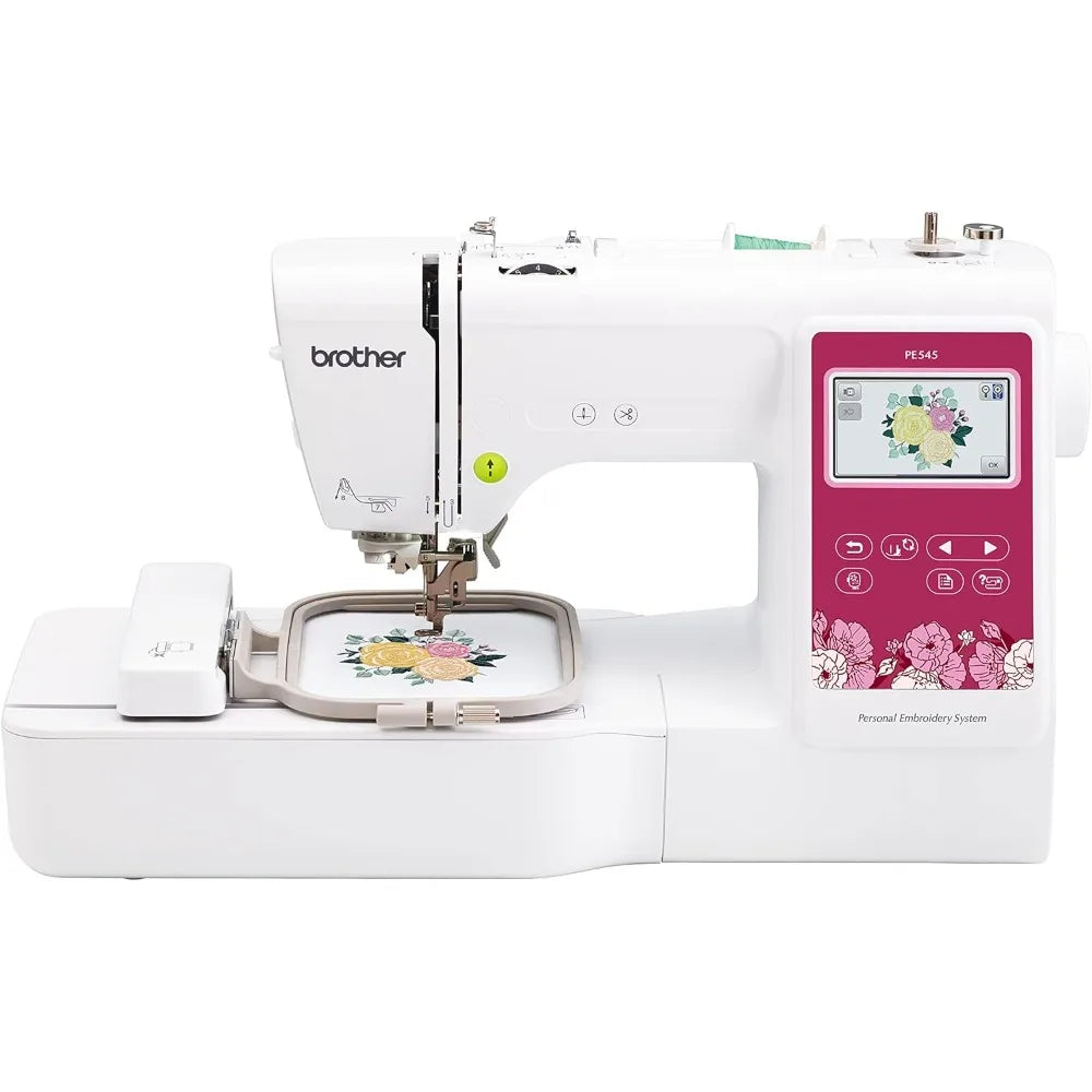 PE545 Embroidery Machine, Wireless LAN Connected, 135 Built-in Designs, 4" x 4" Hoop Area, Large 3.7" LCD Touchscreen, USB Port