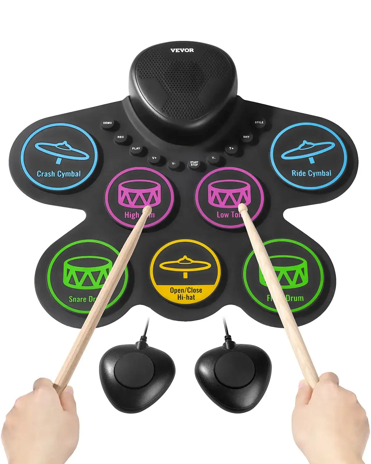 Electric Drum Set 7-Pad / 9-Pad Roll-Up Drum Practice Pad, Electronic Drumset Portable Instrument Toy For Kids Ages 3+