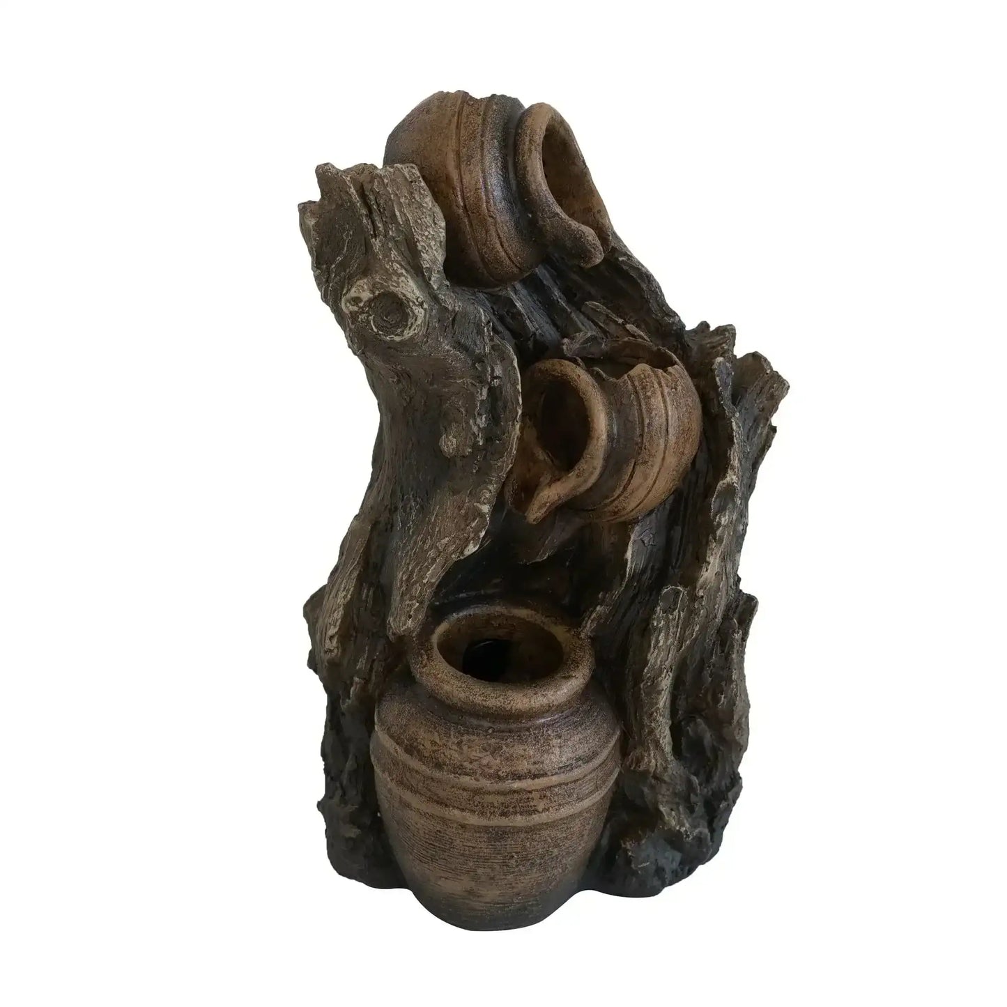 6.3X5.1X10.8" Decorative 3 Tier Water Fountain With Pot Design, Brown