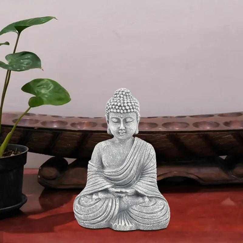 Small Buddha Statue Resin Sitting Buddha Decor 8.58in Zen Decor Sculpture Table Ornament Hand-Painted Decorative Spiritual