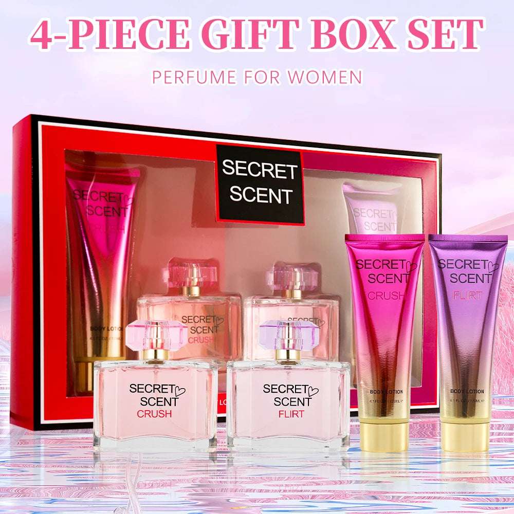 Eau De Parfum Spray And Body Lotion Gift Set Women Fragrance Sets 2 Pc 3.4Fl.Oz Edp Spray And 2 Pc 4.1Fl.Oz Body Lotion Secret