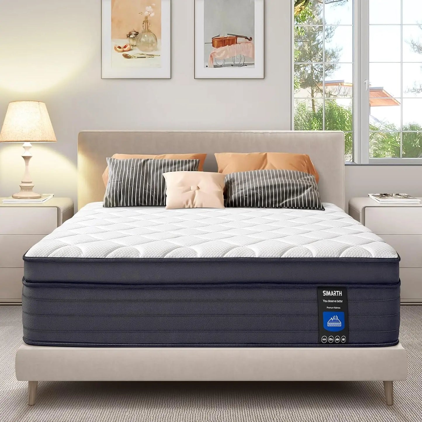 King Size Mattress 14 " Memory Foam Hybrid Mattress with Motion Isolation and Pressure Relief Strong Edge Support Medium