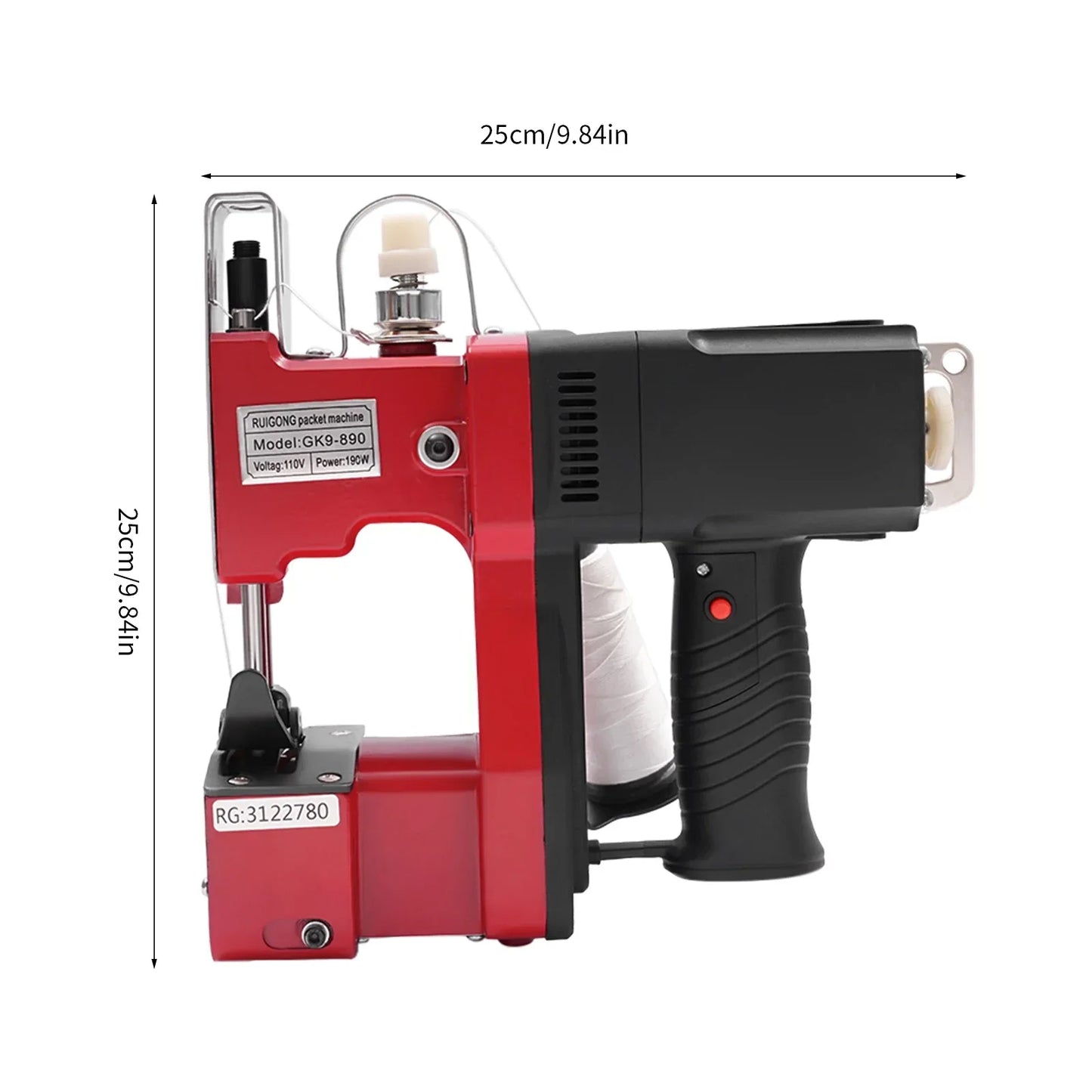 Portable Bag Sewing Machine Gk9-890, 110V 190W Electric Bag Sewing Machines With Copper Core Motor, 1800 Rpm Handheld Bag Closer