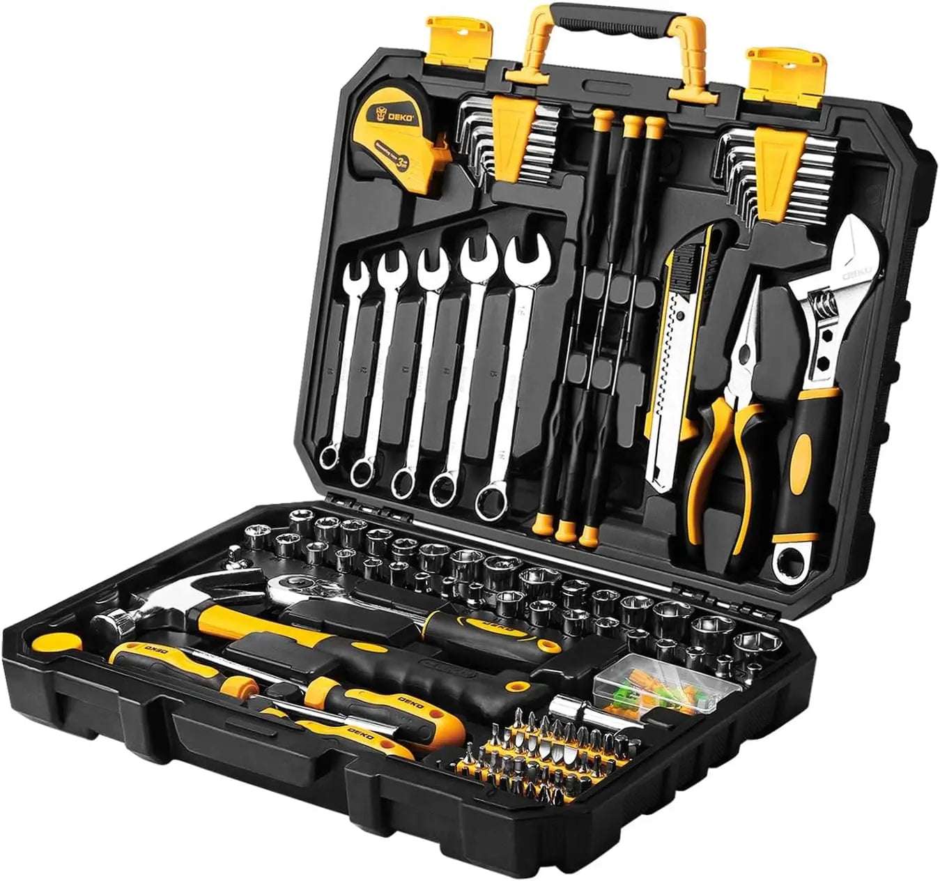 DEKO 158 Piece Tool Set-General household Hand Tool Kit, Auto Repair Tool Set, with Plastic Toolbox Storage Case