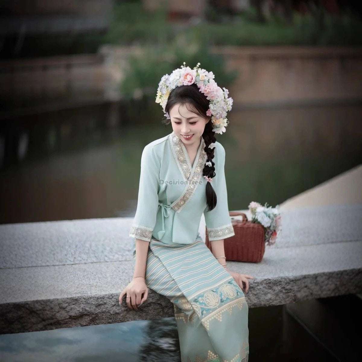 2025 traditional chinese dai minority garment temperament slim yunnan daily work uniform travel photography thailand clothing