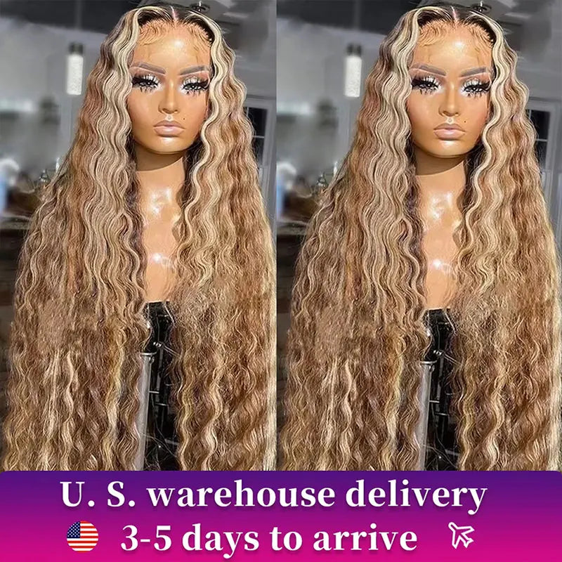 40Inch Highlight Wig Human Hair Colored Curly Wigs 13X6 Hd Lace Frontal Wig Brazilian 4/27 Deep Wave Lace Front Wigs For Women