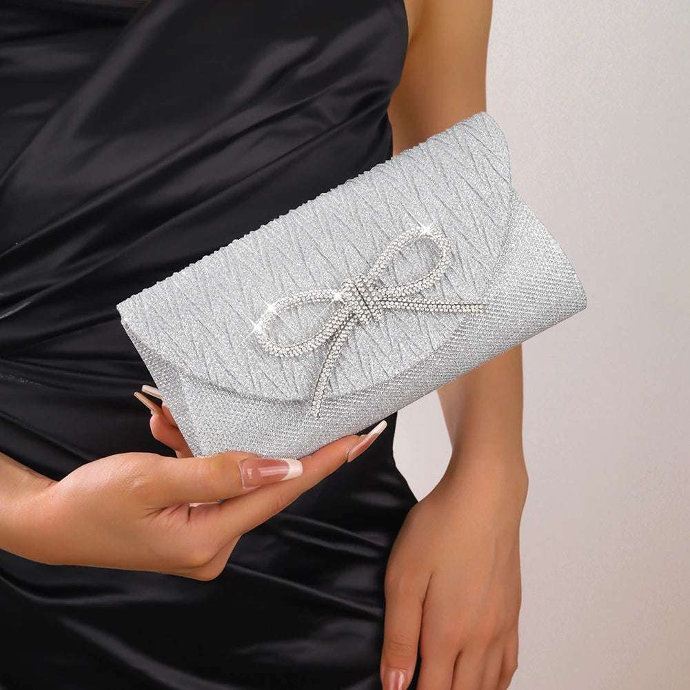 Evening Bag For Women Rhinestone Clutch Purse Satin Sparkly Satchel Purse Wedding Party Prom Purse